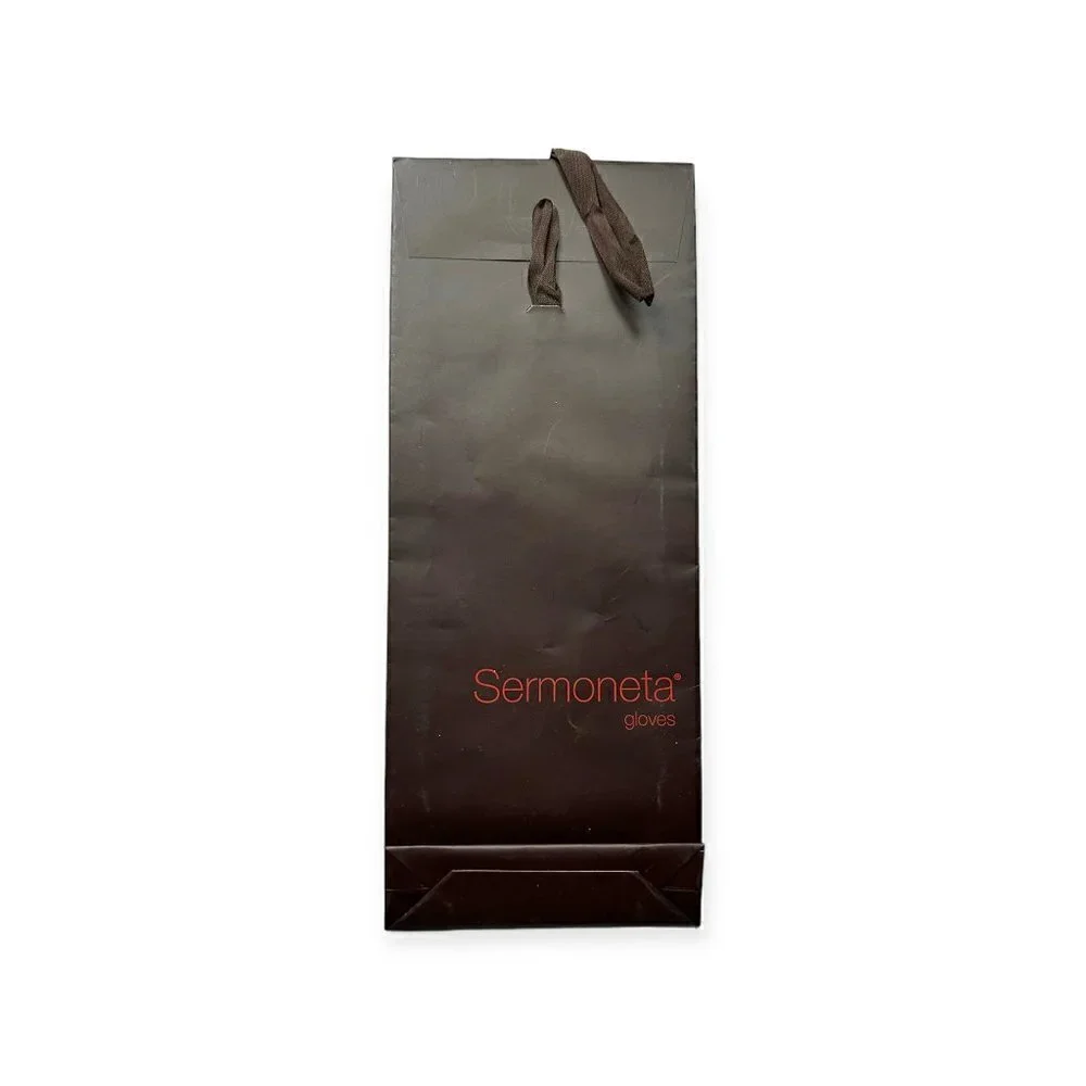 Sermoneta Gloves‎ Black Leather Rabbit Fur Lined Gloves size 7.5, NWT